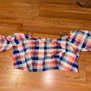 ASOS plaid crop top puff sleeve